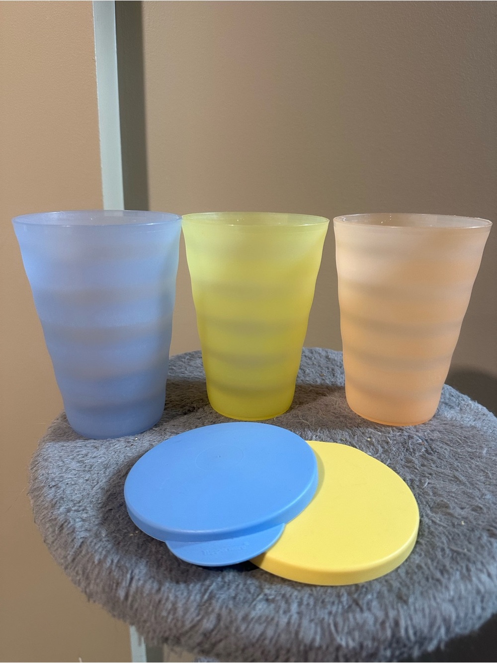 Set of 3 Tupperware Frosted Plastic Tumblers